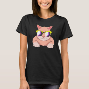 Lgbt Agender Katze Sonnenbrille Nonbinary Flagge T-Shirt