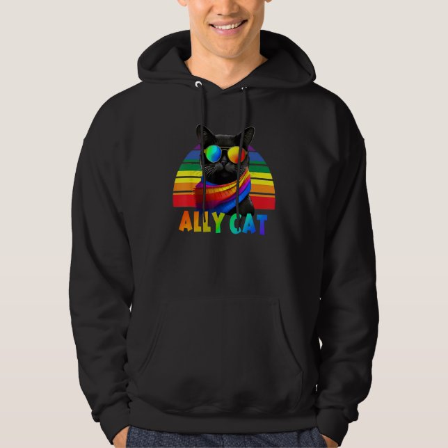 LGBT Ally Cat Be Kind Gay Rainbow  LGBTQ Flag Gay  Hoodie (Vorderseite)