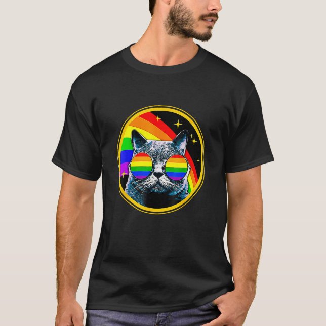 LGBT Ally Cat Be Kind Gay Rainbow  LGBTQ Flag Gay  T-Shirt (Vorderseite)
