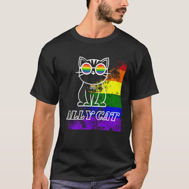 LGBT Ally Cat Be Kind Gay Rainbow LGBTQ T-Shirt (Vorderseite)