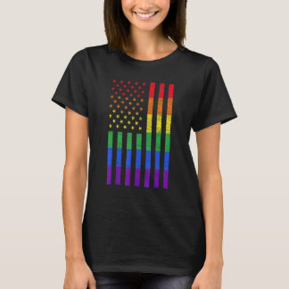 LGBT American Flag Pride Rainbow Gay Lesbian Bisex T-Shirt