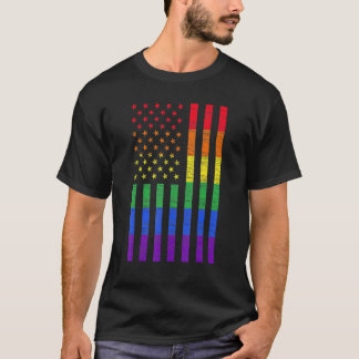 LGBT American Flag Pride Rainbow Gay Lesbian Bisex T-Shirt