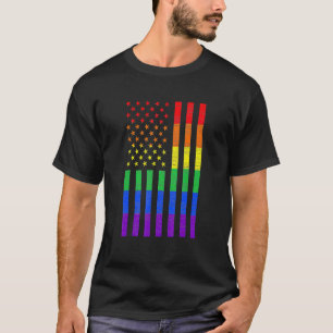 Lgbt Amerikanische Flagge Stolz Regenbogen Schwul T-Shirt