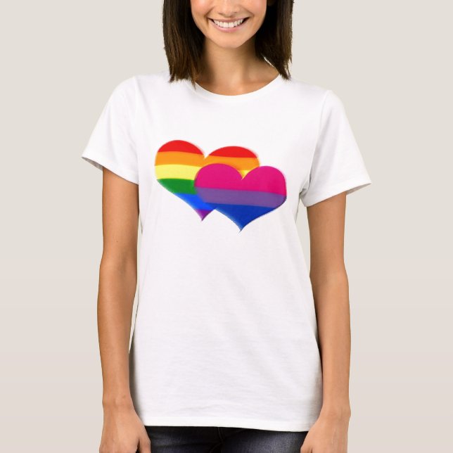 LGBT Bi-Stolz-Pastell-Herzen T-Shirt (Vorderseite)