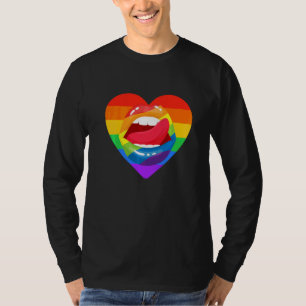 LGBT Bi Stolz Stolz Bisexuell Lippen Herz Flagge L T-Shirt