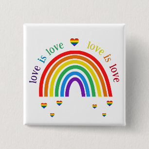 LGBT Button Abzeichen - Regenbogen-Herzen Liebe is