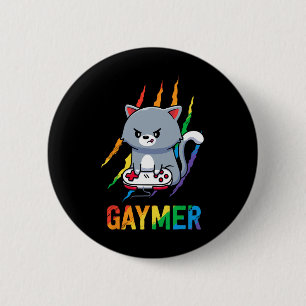 Lgbt Cat Pride Shirt Rainbow Video Game Lovers Gif Button