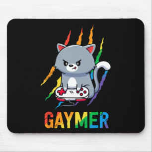 Lgbt Cat Pride Shirt Rainbow Video Game Lovers Gif Mousepad