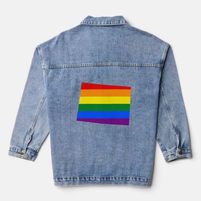 LGBT Colorado, US-Staatsflaggenkarte Jeansjacke (Rückseite)