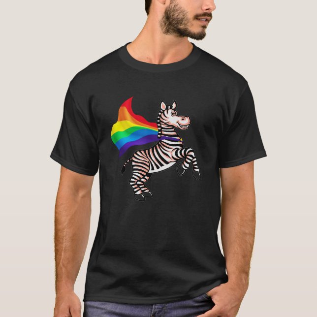LGBT Community Prix Zebra Rainbow Flag T Shirt (Vorderseite)