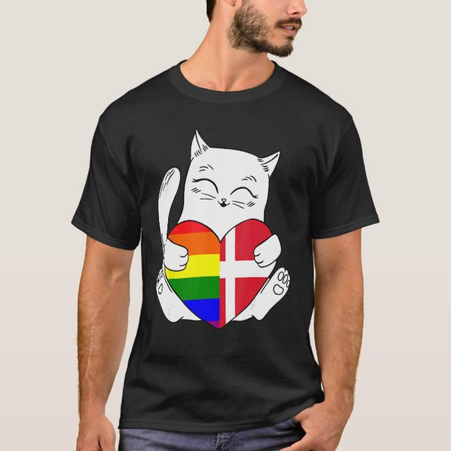 LGBT Denmark Cat Ally Animal  Pride Supporter T-Shirt (Vorderseite)