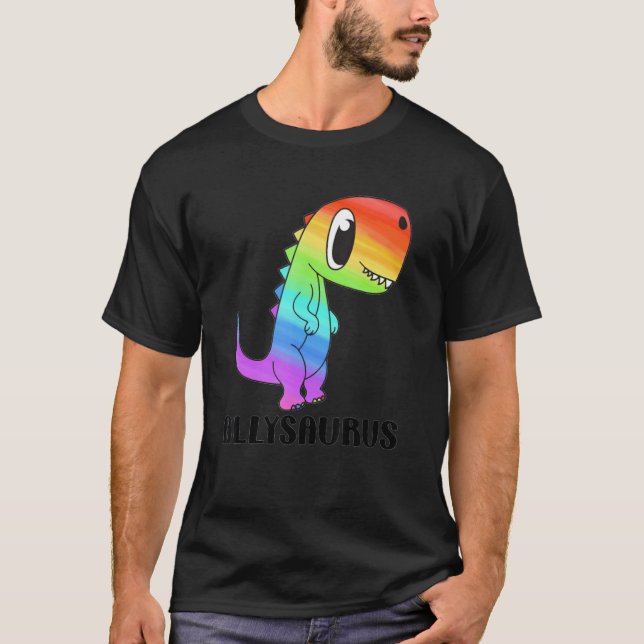 LGBT Dinosaur Rex Gay Pride Dino Allysaurus Rainbo T-Shirt (Vorderseite)