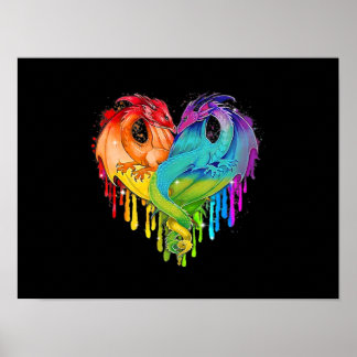 LGBT Dragon Heart Rainbow Heart Dragon LGBT Prix Poster