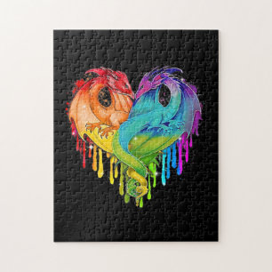 LGBT Dragon Heart Rainbow Heart Dragon LGBT Prix Puzzle