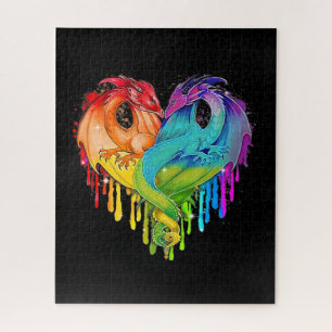 LGBT Dragon Heart Rainbow Heart Dragon LGBT Prix Puzzle