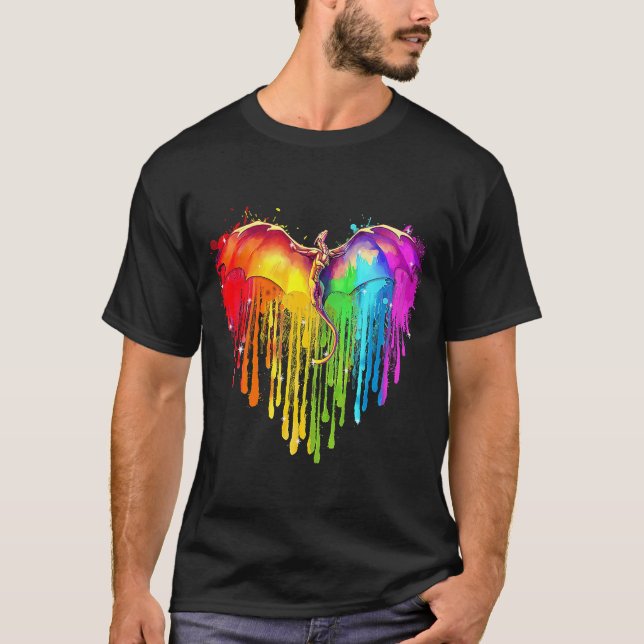 LGBT Dragon Rainbow Herz LGBT Pride Rainbow Drago T-Shirt (Vorderseite)