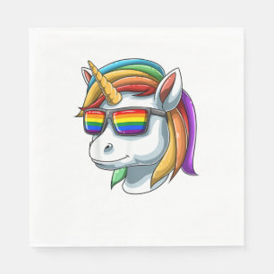 LGBT-Einhorn mit LGBT-Sonnenbrille und Stolz der U Serviette
