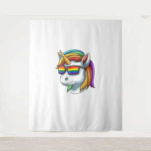 LGBT-Einhorn mit LGBT-Sonnenbrille und Stolz der U Wandteppich