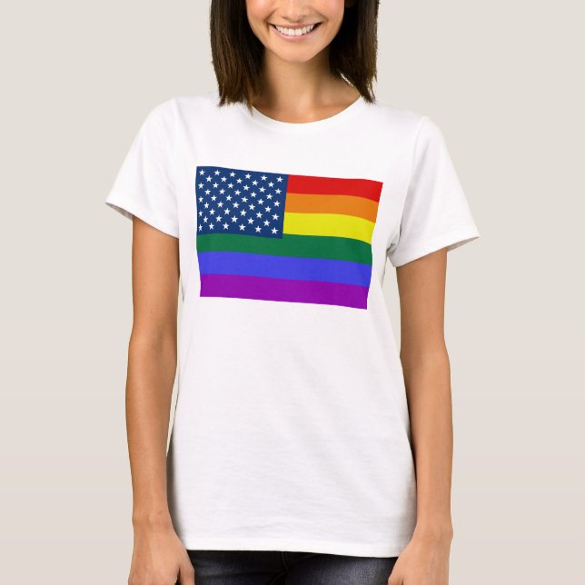 LGBT-Fahne mit Sternen T-Shirt (Vorderseite)