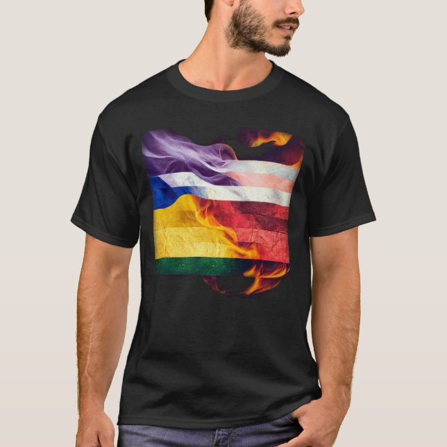 Lgbt Flag Burning T-Shirt (Vorderseite)