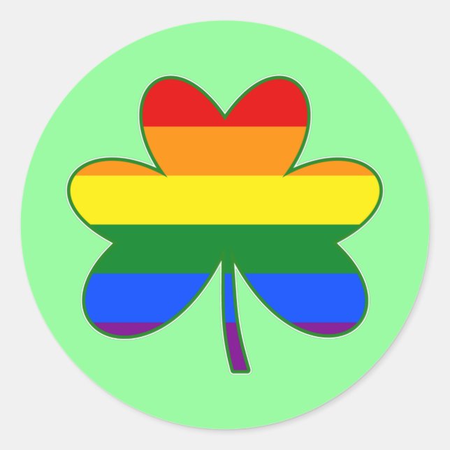 LGBT Flag Color Kleeblatt Classic Round Sticker (Vorderseite)
