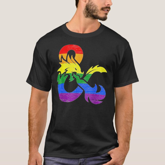 LGBT Flag Pride Role Pay D20 DnD Gaming RPG Gif T-Shirt (Vorderseite)