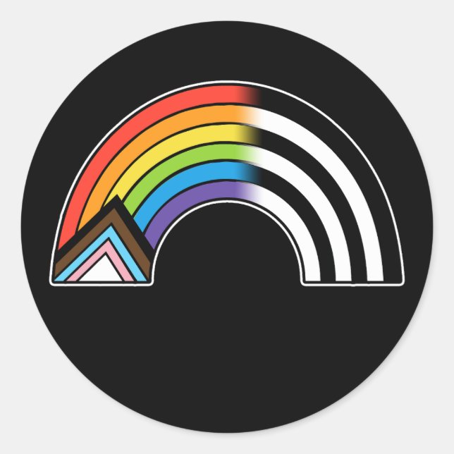 LGBT-Flag-Progress-Flag-Flag nur gerade Runder Aufkleber (Vorderseite)