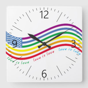 LGBT flag Quadratische Wanduhr