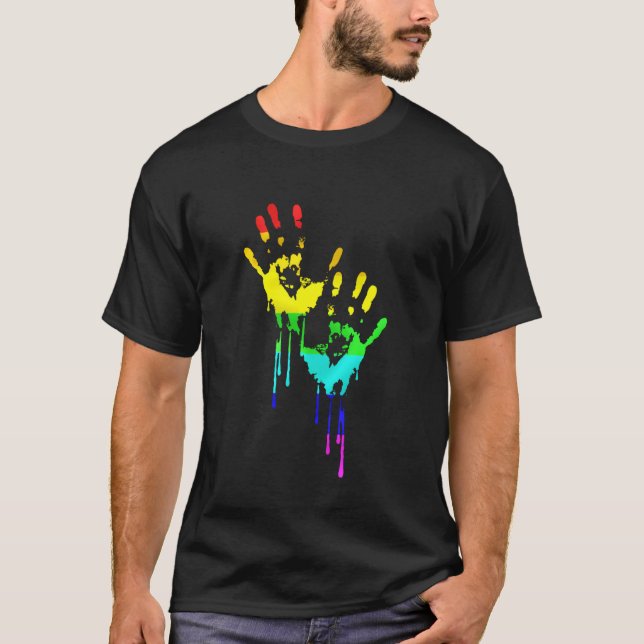LGBt Flag Rainbow Shirt Lgbt Pride Bloody Hands Te (Vorderseite)