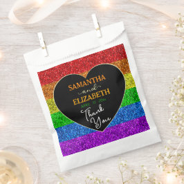 LGBT flag rainbow sparkles heart wedding Thank you Geschenktütchen