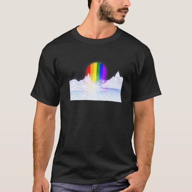 LGBT Flag Sonnenaufgang auf der Ästhetik der weiße T-Shirt (Vorderseite)