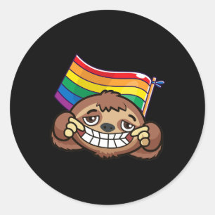Lgbt Flag T Shirt Sloth Gay Lesbian Resist Men Wom Runder Aufkleber