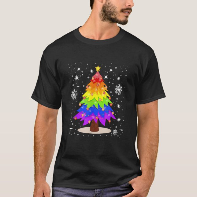 LGBT Flag Weihnachtsbaum Merry Xmas Gay LGBT Pride T-Shirt (Vorderseite)