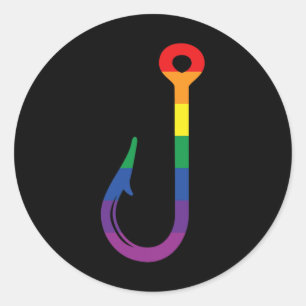 Lgbt-Flagge Angelhaken Schwuler Angler Queer Pride Runder Aufkleber