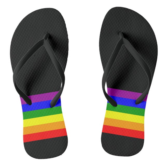 LGBT-Flagge auf Schwarz Flip Flops (Fußbett)