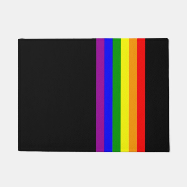 LGBT Flagge auf Schwarzem Fußmatte (Vorderseite)