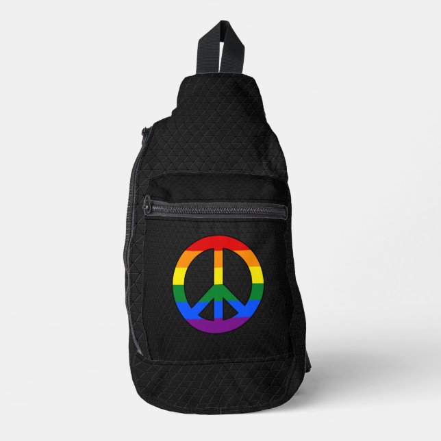 LGBT-Flagge Friedenszeichen  Crossbody Bag (Vorderseite)