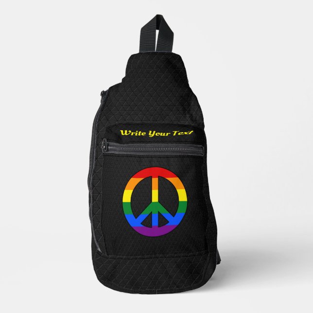 LGBT-Flagge Friedenszeichen  Crossbody Bag (Vorderseite)