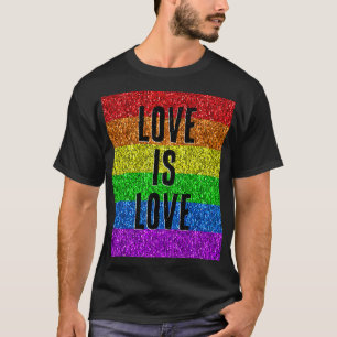 LGBT-Flagge lebendiger Glitzer Liebe Text anpassen T-Shirt