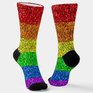 LGBT-Flagge lebendiger Regenbogen Glitter Funkeln Socken