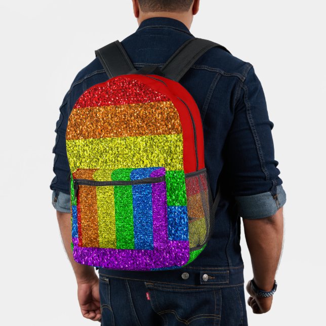 LGBT-Flagge lebhafte Glitzern für Regenbogen-Glitz Bedruckter Rucksack (Insitu (Modell))