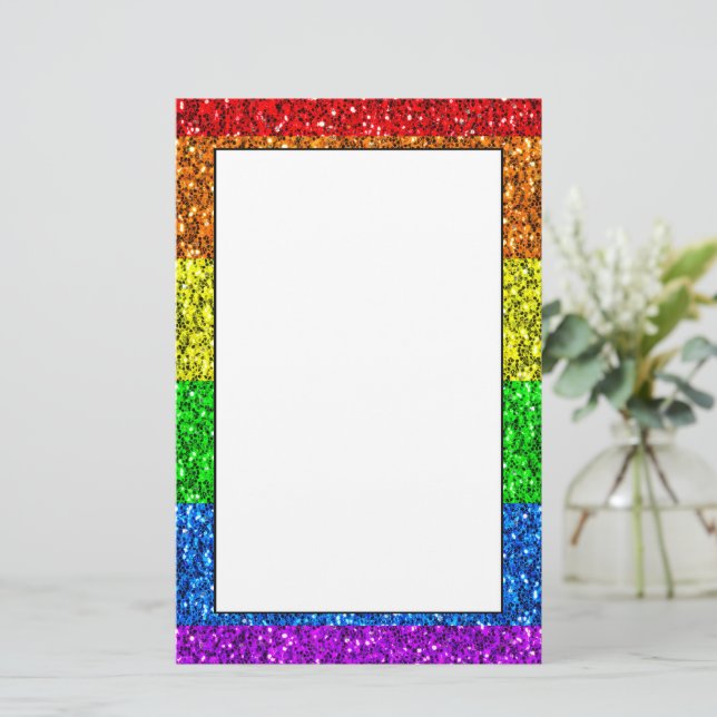 LGBT-Flagge lebhafte Glitzern für Regenbogen-Glitz Briefpapier (Stehend Vorderseite)