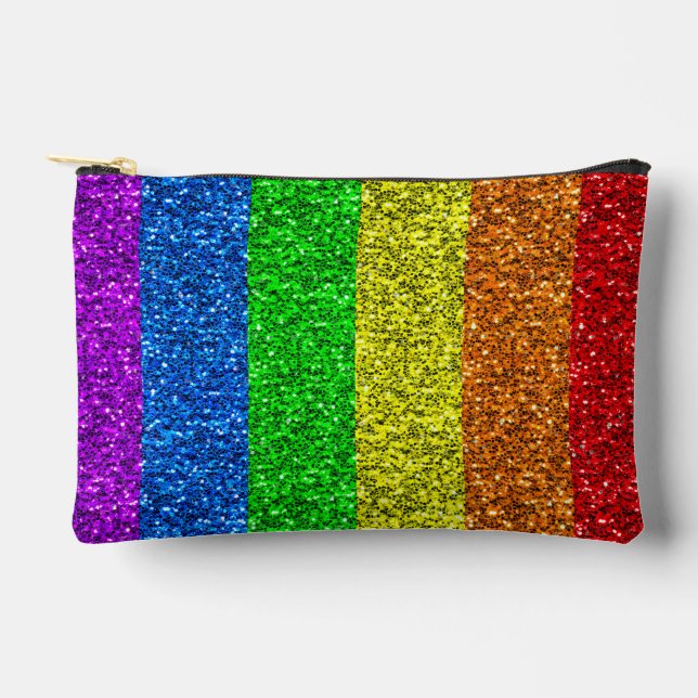 LGBT-Flagge lebhafte Glitzern für Regenbogen-Glitz Zubehörtasche (Vorderseite)