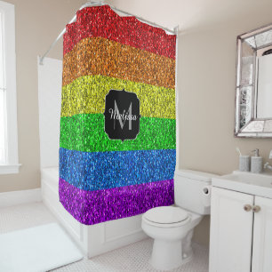 LGBT-Flagge lebhafter Regenbogen-Glitzer Funkeln M Duschvorhang