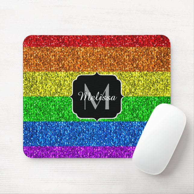 LGBT-Flagge lebhafter Regenbogen-Glitzer Funkeln M Mousepad (Mit Mouse)