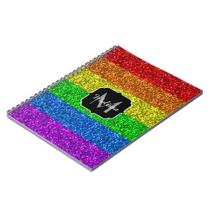 LGBT-Flagge lebhafter Regenbogen-Glitzer Funkeln M Notizblock