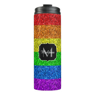 LGBT-Flagge lebhafter Regenbogen-Glitzer Funkeln M Thermosbecher