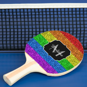 LGBT-Flagge lebhafter Regenbogen-Glitzer Funkeln M Tischtennis Schläger