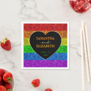 LGBT-Flagge Regenbogen Glitzern Hochzeitspapier Serviette