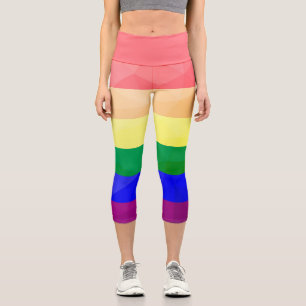 LGBT-Flagge Regenbogenlinien geometrisches Maschen Capri Leggings